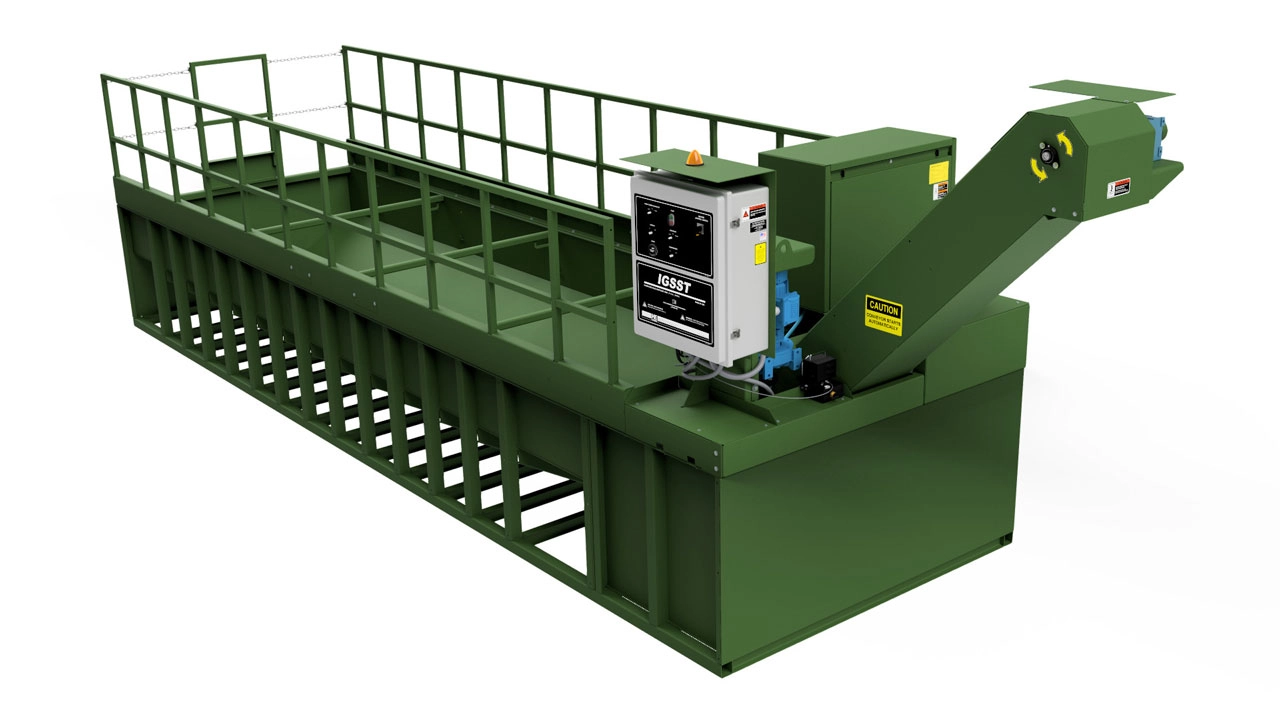 In-ground Solids Settling Tank with optional high flow wash monitor pumping system.
